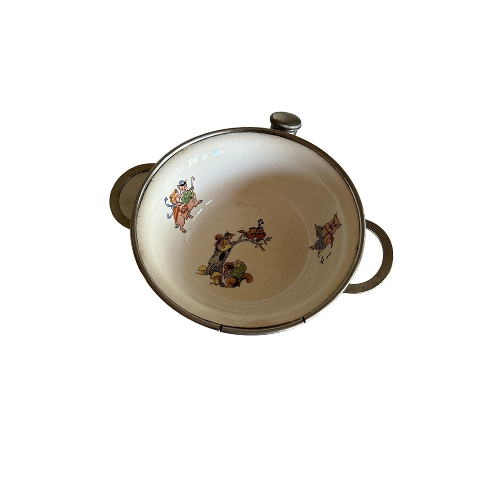 Vintage Enamel Baby Feeding Bowl With Musical‎ Animals Design